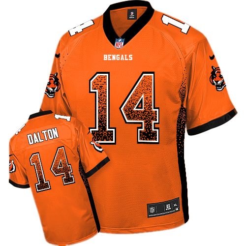 Men's Elite Andy Dalton Nike Jersey Orange - #14 Drift Fashion NFL Cincinnati Bengals